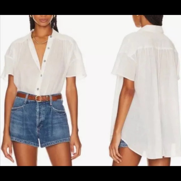 NWT We The Free People Float Away Shirt Size XS-Optic White Oversize Button Up - Picture 3 of 11